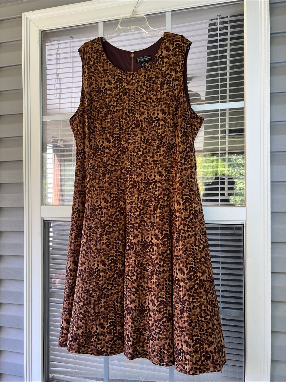 Jessica Howard Brown Leopard-Print Sleeveless Midi Dress